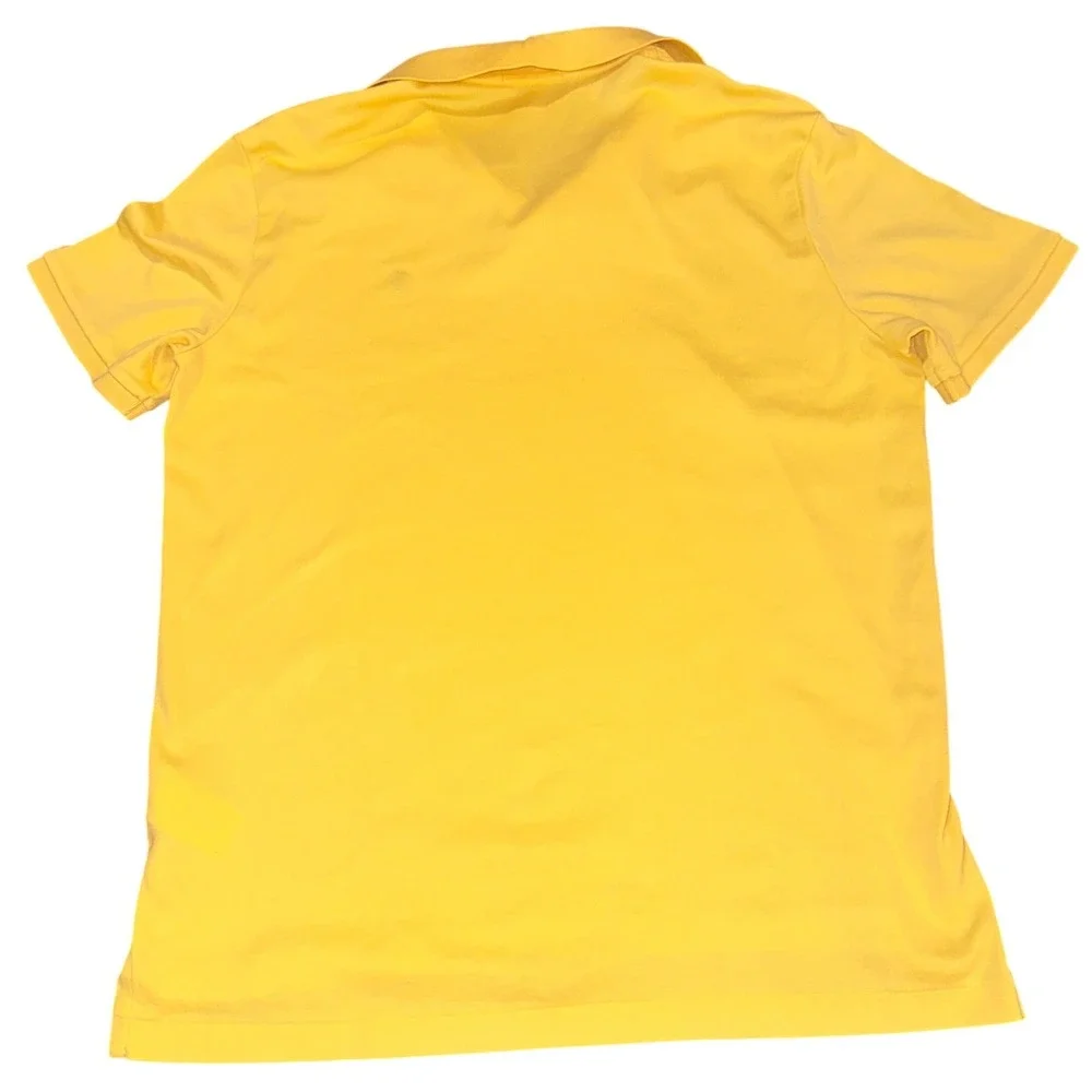 Polo Ralph Lauren Mens Yellow Short Sleeve Jersey Polo Shirt Size M Navy Pony